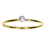 uGems 14kt Gold Fill 3mm Simulated Pearl Stackting Ring Size 5