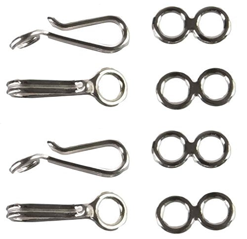 4 Sterling Silver Hook and Eye Clasps Double Wire USA Made 13mm (4)