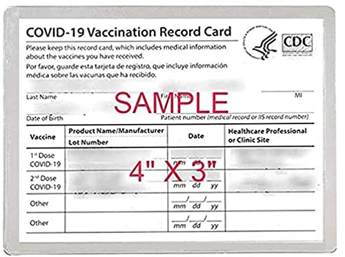 3 Vaccination Card CDC Immunization Record Holder Protectors 8-mil for Cards Up to 4" x 3", Precision Made in USA