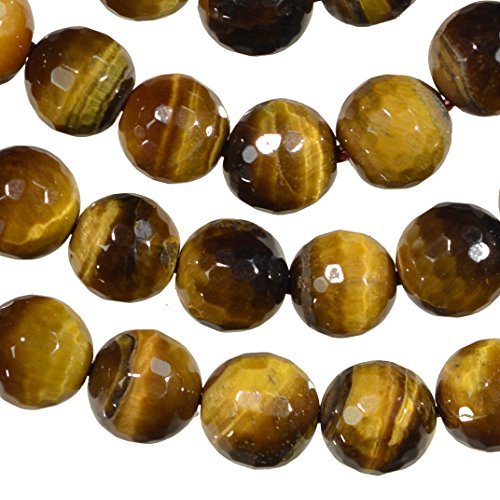uGems Tiger's Eye Yellow and Brown Micro Facet Bead Strand 8mm