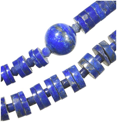 uGems Lapis Lazuli Heishi and Round Graduated Necklace 18 Inch