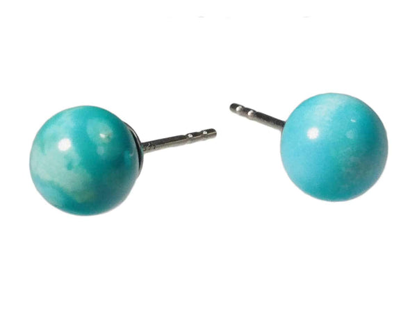 Sterling Silver Sleeping Beauty Turquoise Round Stud Earrings 6mm