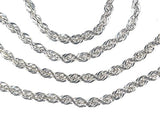 Sterling Silver French Rope Chain Rhodium 2.5mm 20 Inch