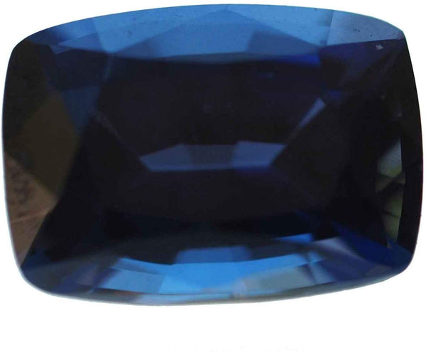 Blue Synthetic Sapphire Rectangle Facet Unset Loose Gemstone 7mm X 5mm
