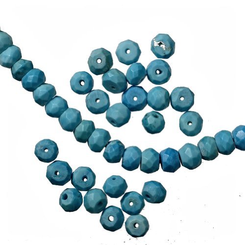 Turquoise Faceted Rondelle Beads Natural Genuine 3.8 mm Diameter 2.5mm Thick Tiny (Qty=36)