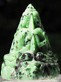 uGems Budda 3-Sided Green Zoisite Gemstone Carving Sculpture Figurine