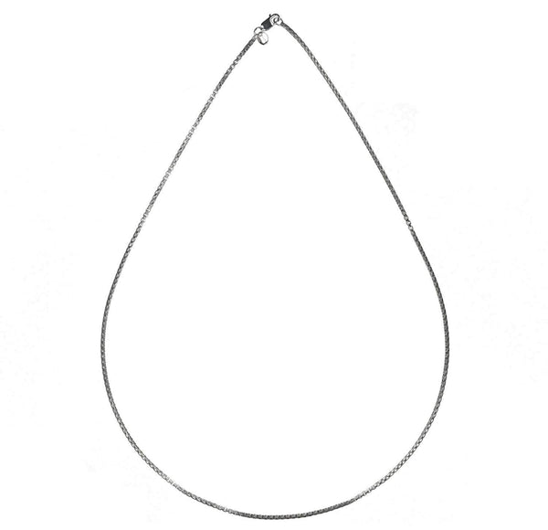 Sterling Silver Argentium Rounded Box Pendant Chain 1.8mm 24 Inch