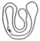 Sterling Silver Rope Chain Rhodium 2mm 20 Inch