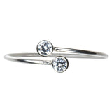 Adjustable Sterling Silver White 2-CZ Ring Size 6