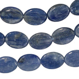 Kyanite Oval Strand 18mm Natural Silver Blues 15.5 Inch