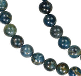 Apatite 10mm Blue Green Matrix Round Beads Strand 15 Inch