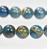 Apatite 10mm Blue Green Matrix Round Beads Strand 15 Inch