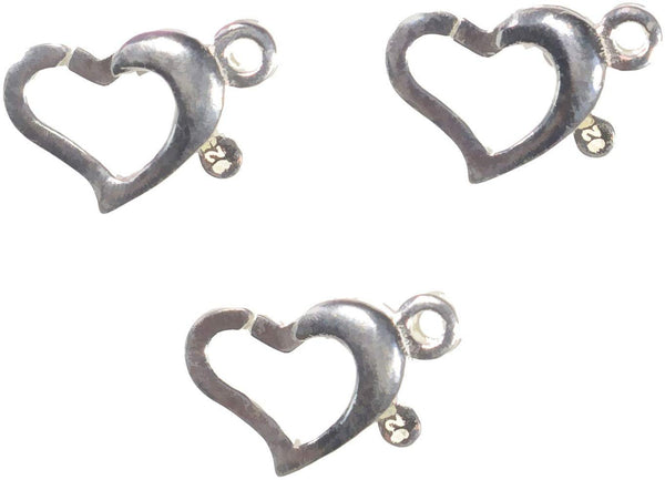 Sterling Silver Heart Trigger Clasp 9mm x 7.5mm Tiny (3)