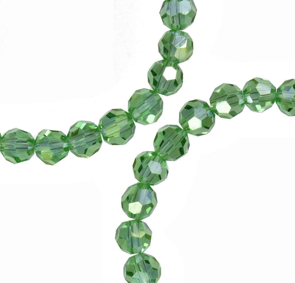 Green Peridot Ab Crystal Round Beads Strand 6mm 16"
