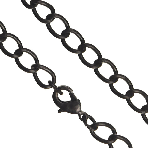 uGems Matte Black Steel Chain Necklace 8mm Curb 20"