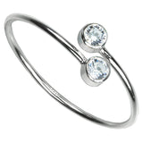 Adjustable Sterling Silver White 2-CZ Ring Size 7
