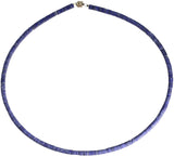 uGems Lapis Lazuli Heishi Necklace Magnetic Gold Fill Clasp 16" Denim Color