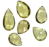 Olive Quartz Pear Briolette Beads ~10mm (Qty=6)