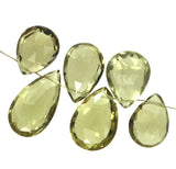 Olive Quartz Pear Briolette Beads ~10mm (Qty=6)