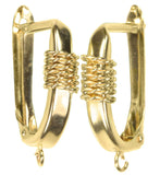 uGems 14K Solid Gold Euro Earring Hoop Wrap Wire Accent & Ring