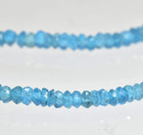 Apatite Neon Blue Facet Micro Facet Rondelles 3mm Strand