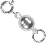 uGems Sterling Silver Converter Round Magnetic Clasp with Ring 8mm