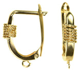 uGems 14K Solid Gold Euro Earring Hoop Wrap Wire Accent & Ring