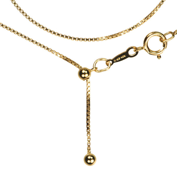 uGems 14K Gold Fill Box Chain 0.85mm Adjustable Bead 22" Inch