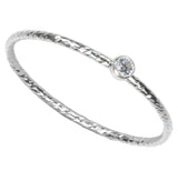Sterling Silver Sparkle Stacking Ring Bezel Set 2mm White CZ Size 8