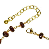uGems Garnet Faceted Necklace Gold-Tone Links Garnet Adjustable 18 Inch
