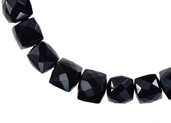 Black Spinel Facet Square Cube Beads 1mm Hole 6mm (Qty=10 Beads)
