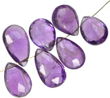 Amethyst Briolettes Pear Teardrop Genuine Facet Beads 10mm-12mm (Qty=7)