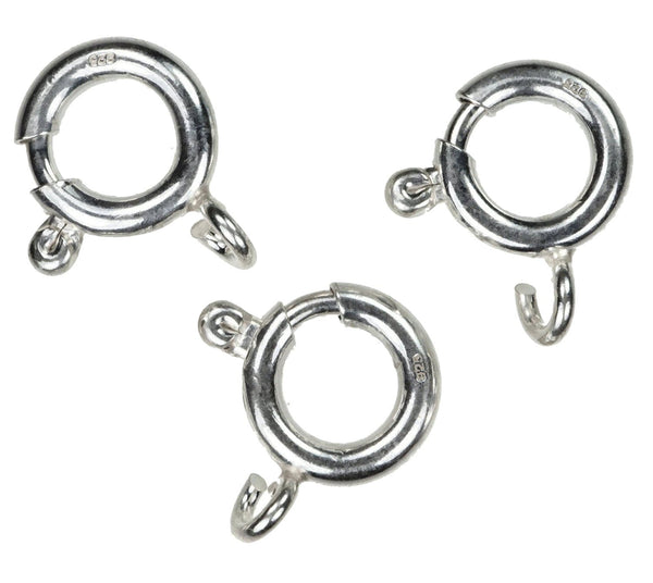 uGems 3 Sterling Silver 10mm Spring Rings Open Top