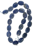 Kyanite Oval Strand 18mm Natural Silver Blues 15.5 Inch