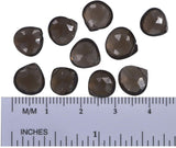 Smoky Quartz 9mm Heart Briolettes .017 Inch Hole (Qty=10)