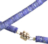 uGems Lapis Lazuli Heishi Necklace Magnetic Gold Fill Clasp 16" Denim Color