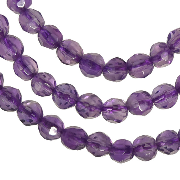 Amethyst Facet 4mm Round Small Beads Strand 15"