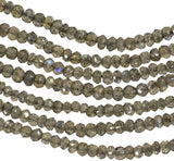 Labradorite Micro Faceted Rondelle Beads Tiny ~2.5mm 14" Strand