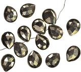 Natural Pyrite ~10mm x 8mm Briolette Pears Beads (Qty=7)