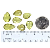 Olive Quartz Pear Briolette Beads ~10mm (Qty=6)