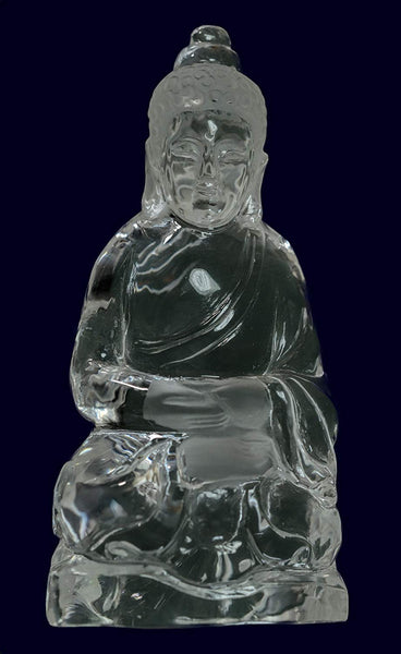 uGems Quartz Buddha Meditating Sitting Temple Carving Statue 3 Inch