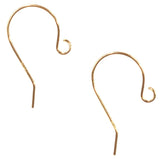 Earwire 14k Solid Yellow Gold Fishhook Loop Earring Parts Pair